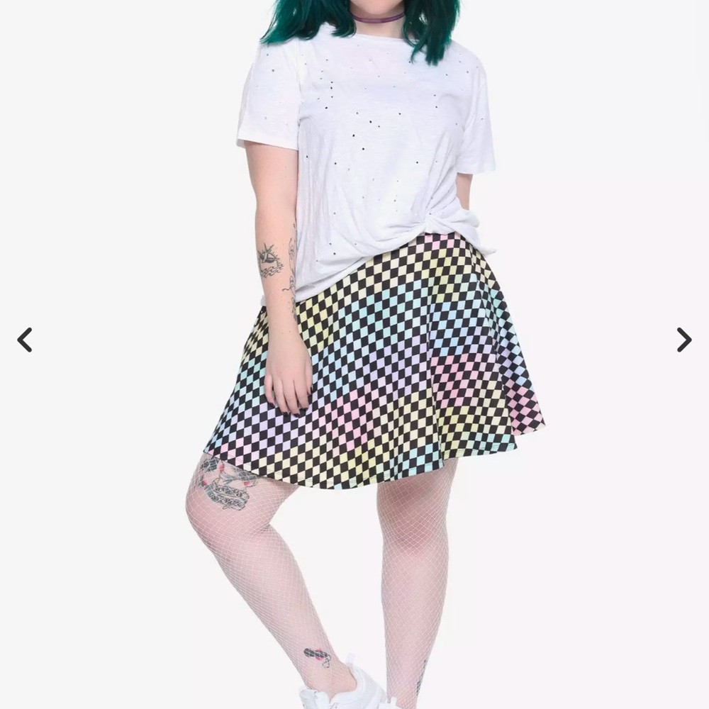 Hot Topic Pastel Checkered Skater Skirt Plus Size